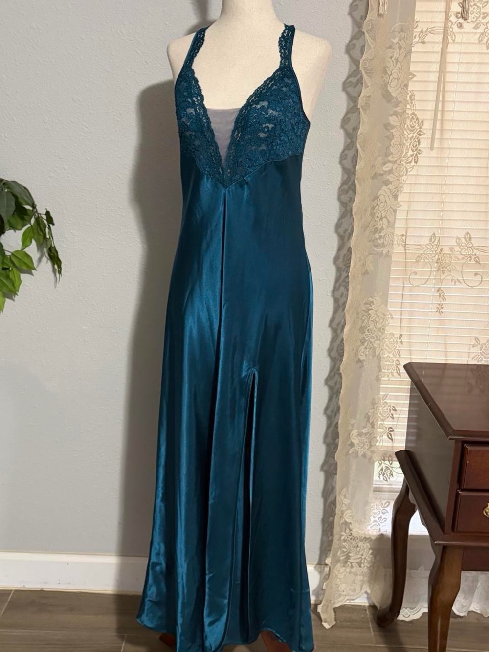Rare vintage gold label lace mesh and satin gown/dress